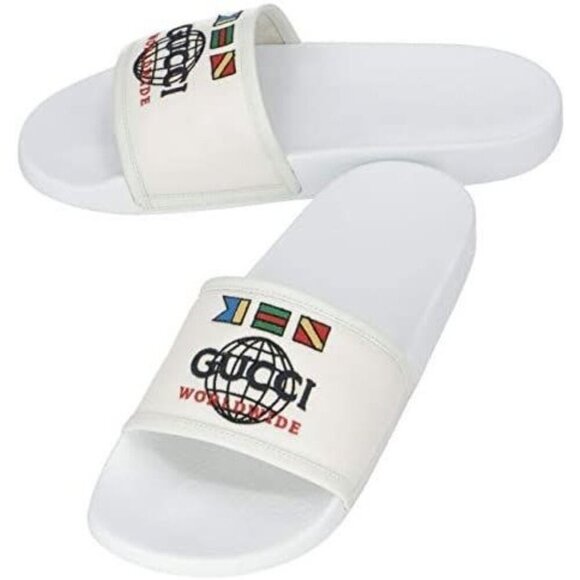 NIB Gucci worldwide man slides in white size 6 - Picture 2 of 12